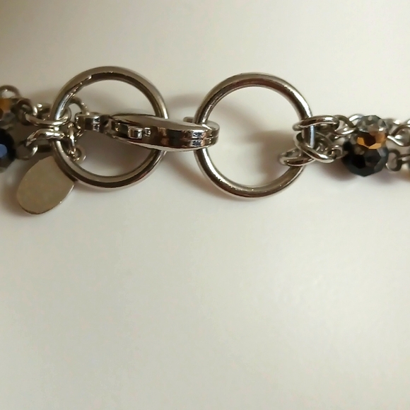 Cookie Lee 3 Strand Black & Clear Bead Necklace Size 8 Inches. - Picture 12 of 13